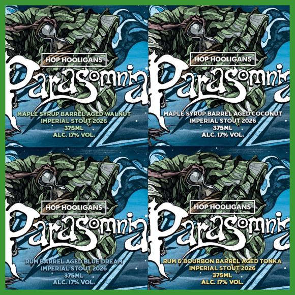 Parasomnia 2026 smagssæt fra Hop Hooligans - Imperial stout.
